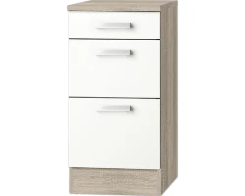 Corp inferior bucătărie Optifit Zamora214, 40 cm, 3 sertare, alb buc