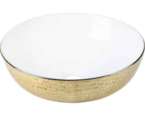 Lavoar pe blat Differnz Snake Ø40 cm ceramică alb/auriu buc