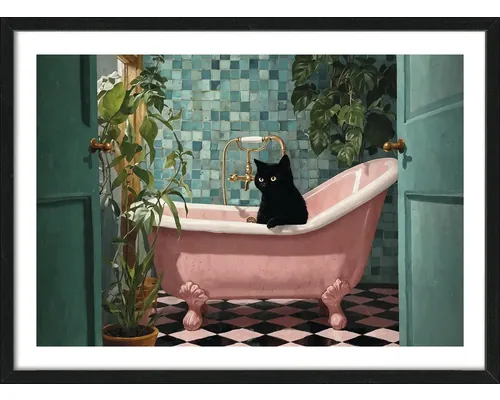Tablou înrămat Pure Living Cat In The Bathtub 73x53 cm buc