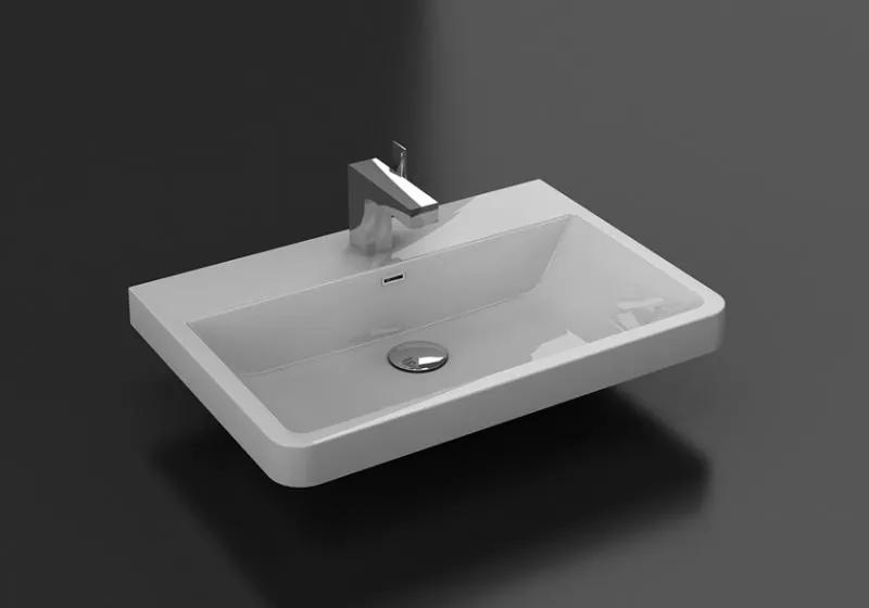 Lavoar pentru mobilier, Kroner, Happy, compozit, alb lucios, 60x42x14cm
