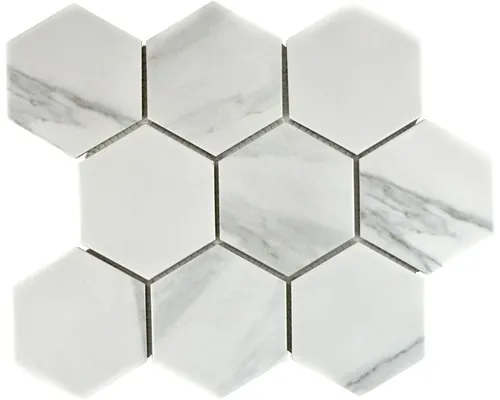 Mozaic piscină ceramic CIM HX9 CR Hexagon Carrara 25,6x29,55 cm buc