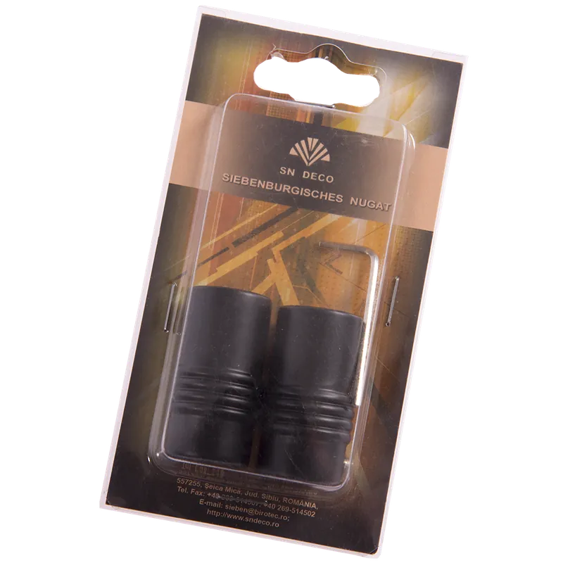 Set 2 capete pentru galerie metal forjat, Celtex, negru, diametru 16 mm 2buc