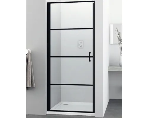 Ușă duș batantă Sanotechnik Elite Decor 80x195 cm sticlă transparentă profil negru buc