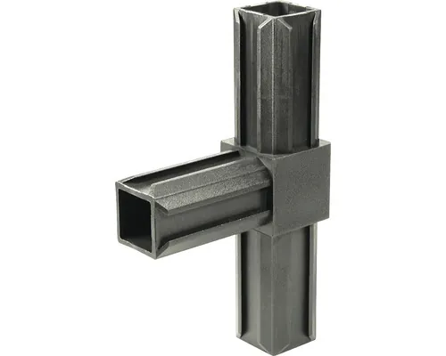 Conector țeavă pătrată tip „T” Alberts XD 30x30 mm, unghi 90°, plastic negru buc