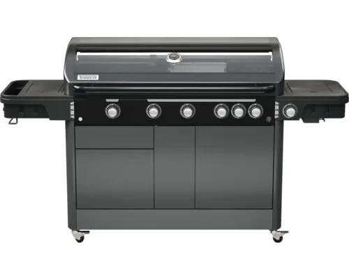 Grătar pe gaz Tenneker Halo TG5 U 7 arzătoare suprafață de gătire 48x120 cm fontă incl. termometru în capac, tavă de colectare grăsime, suport tacâmuri, masă laterală buc