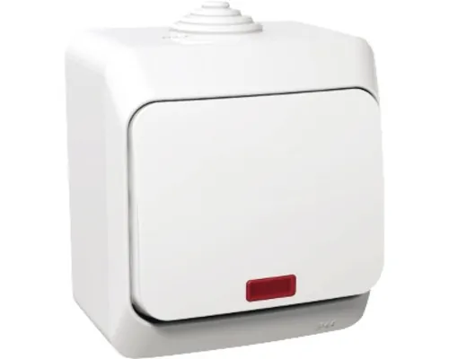 Întrerupător cruce Schneider Cedar Plus IP44 alb, cu lumină, montaj aplicat buc