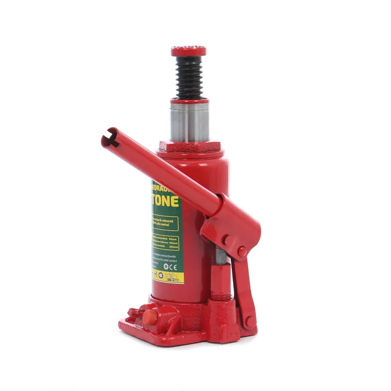 Cric hidraulic auto, tip butelie, 12 tone, inaltime ajustabila 60 mm, supapa siguranta, otel, rosu, 21 x 12 x 13 cm buc