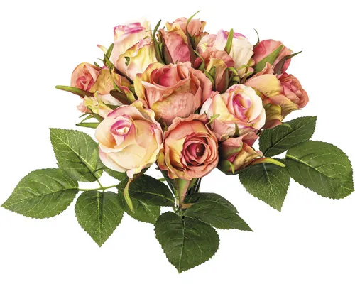 Buchet artificial Trandafiri H 29 cm roz buc