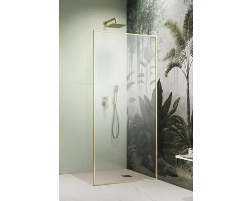 Duș Walk In Radaway Modo F SL Brushed Gold, 90x200 cm, sticlă transparentă, profil auriu, stânga buc
