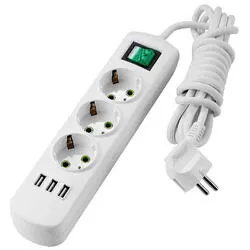 Prelungitor 3 usb 3p 3m +intrerupator letitia 721-0303-302U-1