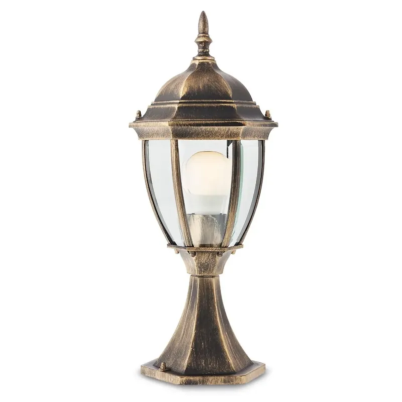Stalp de iluminat ornamental Sevilla 9606, 1 x E27, H 50 cm, negru antic cu patina aur, vintage buc