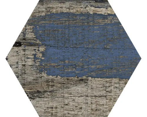 Gresie hexagonală porțelanată glazurată rectificată albastru/maro 21,5x25 cm pac