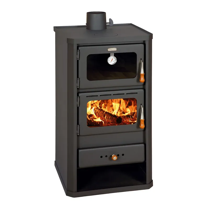 Semineu pe lemne, brichete, carbune, metalic, Prity FM, cu plita si cuptor, negru, 12 kW, 2 kg/h, 490 x 460 x 930 mm 2000g