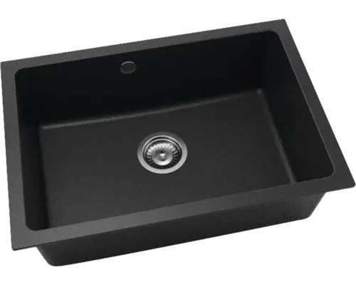 Chiuvetă bucătărie fatgranit FAT Avangard 243 66x46 cm fără picurător Black Metallic reversibilă 3 tipuri de montaj buc
