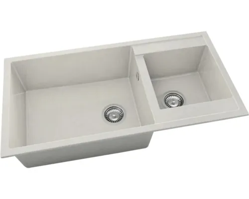 Chiuvetă bucătărie granixit 2 cuve FAT Avangard 235 49x95 cm fără picurător Arctic reversibilă buc