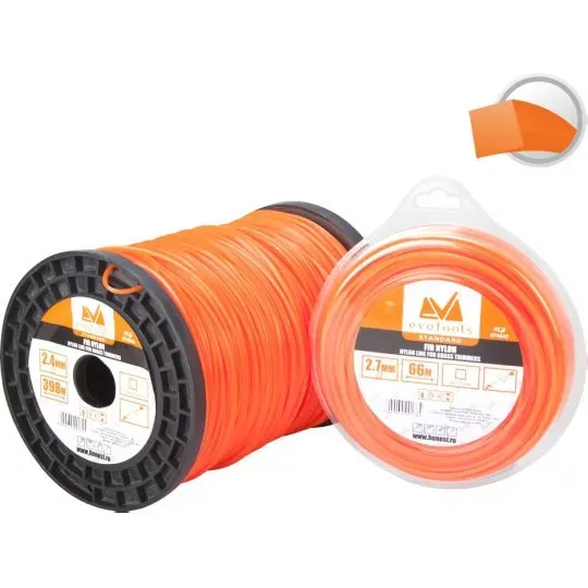 Fir Nylon pentru Coase/Trimmer, Grosime 3.0 mm, Lungime 15 m, Profil Patrat, EvoTools