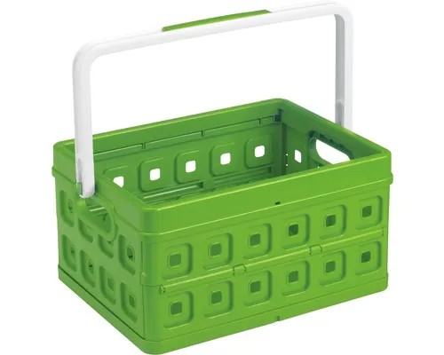Ladă plastic perforată Sunware 440x210x315 mm verde, cu toartă, pliabilă buc
