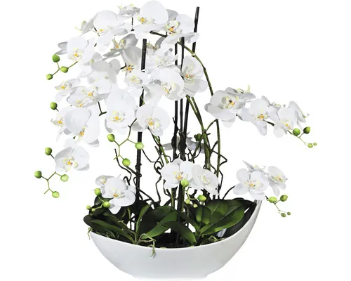 Aranjament artificial Orhidee Phalaenopsis în vas H 68 cm alb buc