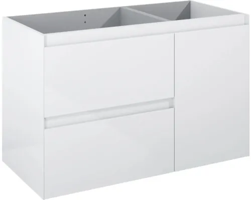 Dulap bază lavoar baie suspendat Jungborn DECEM 100 cm MDF alb lucios 2 sertare 1 coș rufe dreapta buc