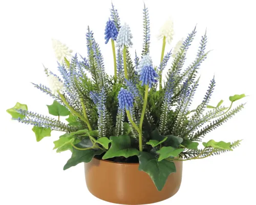 Aranjament plante artificiale Lafiora în ghiveci H 28 cm albastru buc