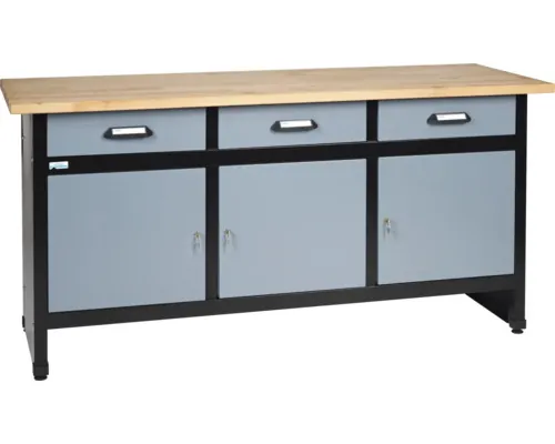Banc de lucru Küpper 1700mm, cu 3 uși și 3 sertare, grosime blat de lemn 3cm buc