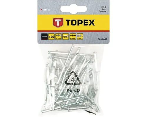 Pop-nituri Topex Ø4,8x18 mm aluminiu/oțel, pachet 50 bucăți