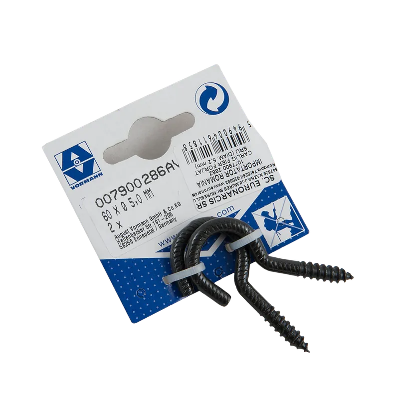 Carlig filetat din fier forjat, 60 x 18 x 5,2 mm