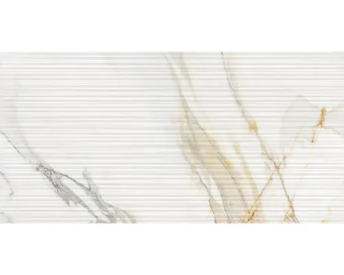 Gresie exterior / interior porțelanată glazurată rectificată Excelsis Lines alb 60x120 cm pac