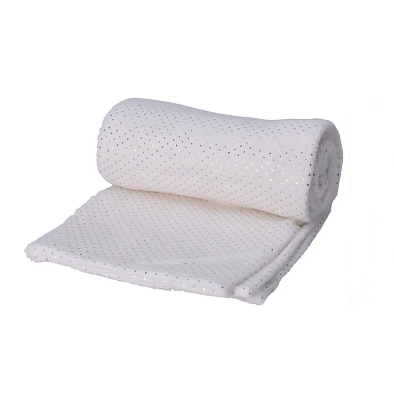 Pled Erwin cu aspect fleece 125x150 cm, poliester, alb/auriu