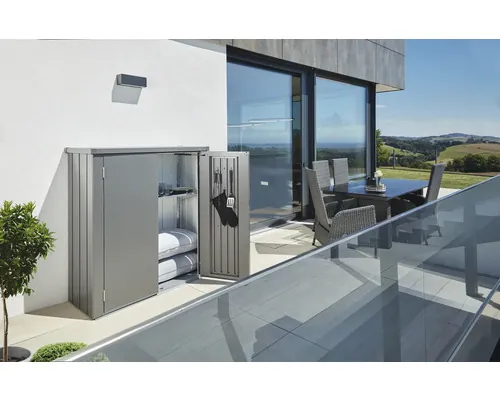 Dulap depozitare grădină pentru unelte Biohort Romeo M metal 132x57x140 cm gri cuarț metalizat buc