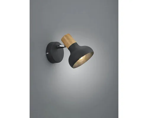Spot aplicat Latika E14 max. 10W, negru/lemn buc