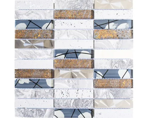 Mozaic sticlă, piatră naturală, metal Day 24X mix gri 29,8x29,8 cm buc