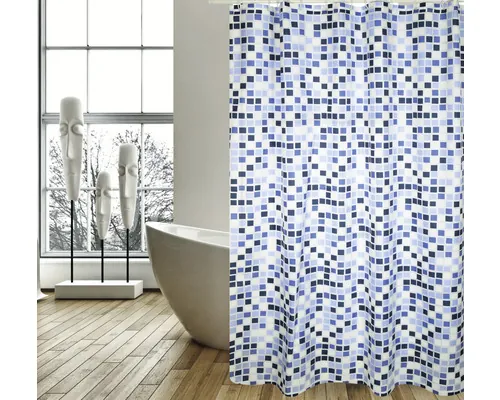 Perdea de duş MSV Mosaiko Textil 180x200 cm alb/albastru buc