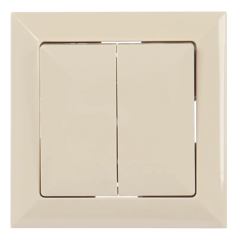 Intrerupator dublu Abex Perla WP-2P, incastrat, rama inclusa, bej buc