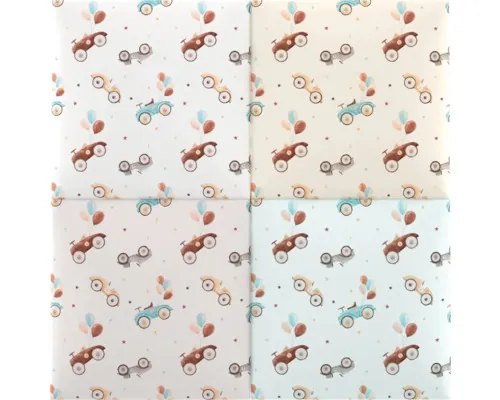Panou tapițat pentru camera copiilor Mollis mașinuțe 30x30 cm, set 4 buc. pac