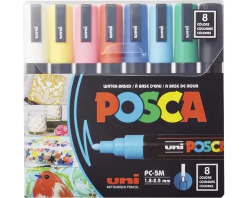 Set 8 markere Uni Posca M1486 PC-5M vârf rotund 1,8-2,5 mm pac