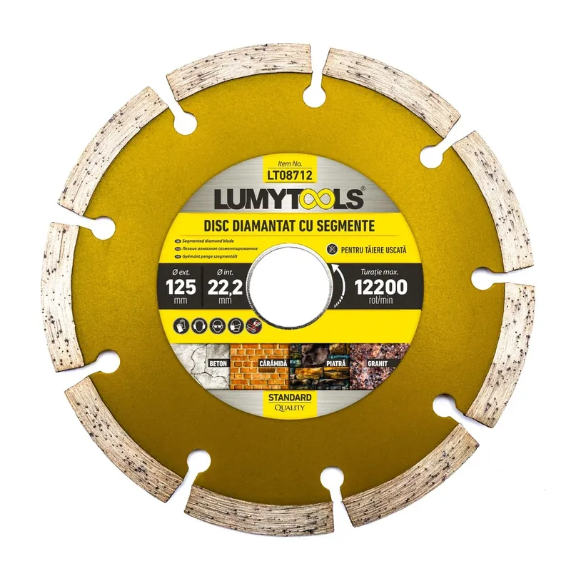 Disc diamantat, cu segmente, pentru debitare beton, Lumytools LT08712, 125 x 22.2 x 2 mm buc