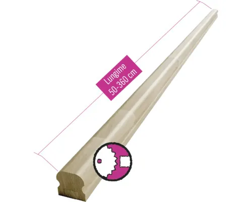 Mână curentă stejar 50x50 mm (lungime configurabilă) m