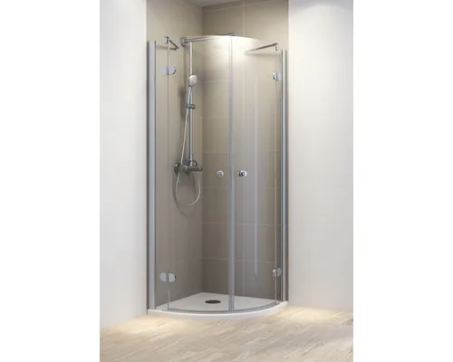 Cabină de duș semirotundă Schulte MasterClass, 80x80x200 cm, sticlă securizată transparentă, profil cromat buc
