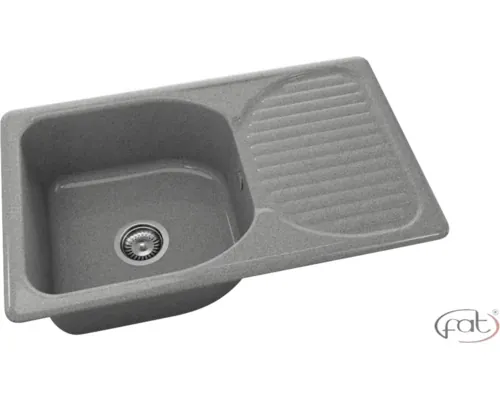 Chiuvetă bucătărie granixit 1 cuvă FAT Rossetta Stone 215 49x80x21 cm cu picurător gri ca roca buc