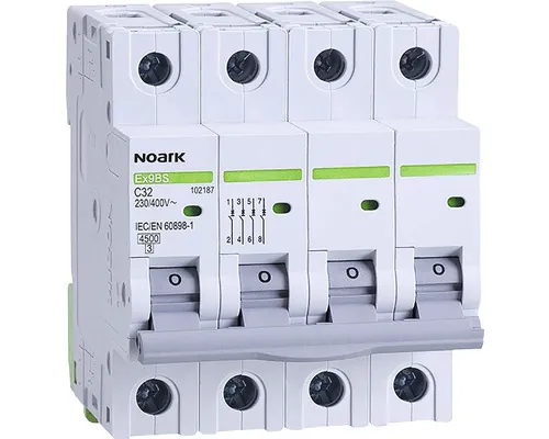 Disjunctor electric modular Noark 3P+N 32A 4,5kA, curbă C buc