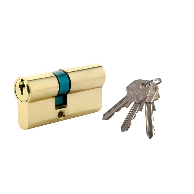 Cilindru de siguranta centrat, alama natur, standard 3 chei, L80 40 x 40 mm UNI