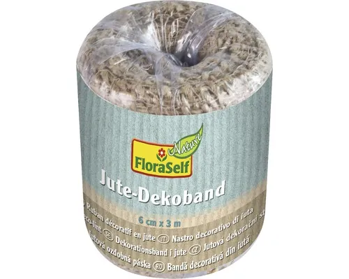 Bandă iută decorativă Floraself 6 cm x 3m bej buc