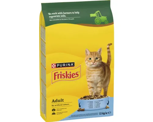 Hrană uscată pentru pisici PURINA Friskies Adult cu somon și legume 1,5 kg buc