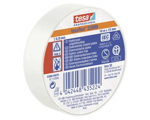 Bandă electroizolatoare tesa albă 15 mm x 10 m buc