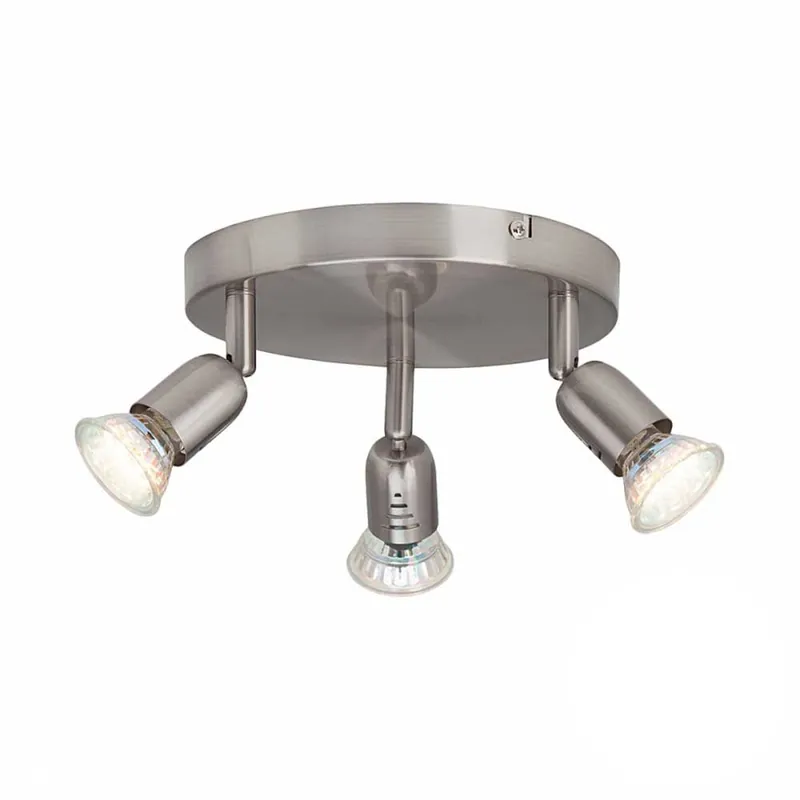 Spot triplu Loona cu LED, 3xgu10, max. 50w, 750 lumeni, metal, argintiu