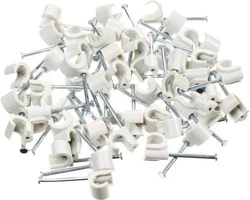 Cleme clips fixare cablu 7-11 mm, cu cui, 50 bucăți, culoare gri pac
