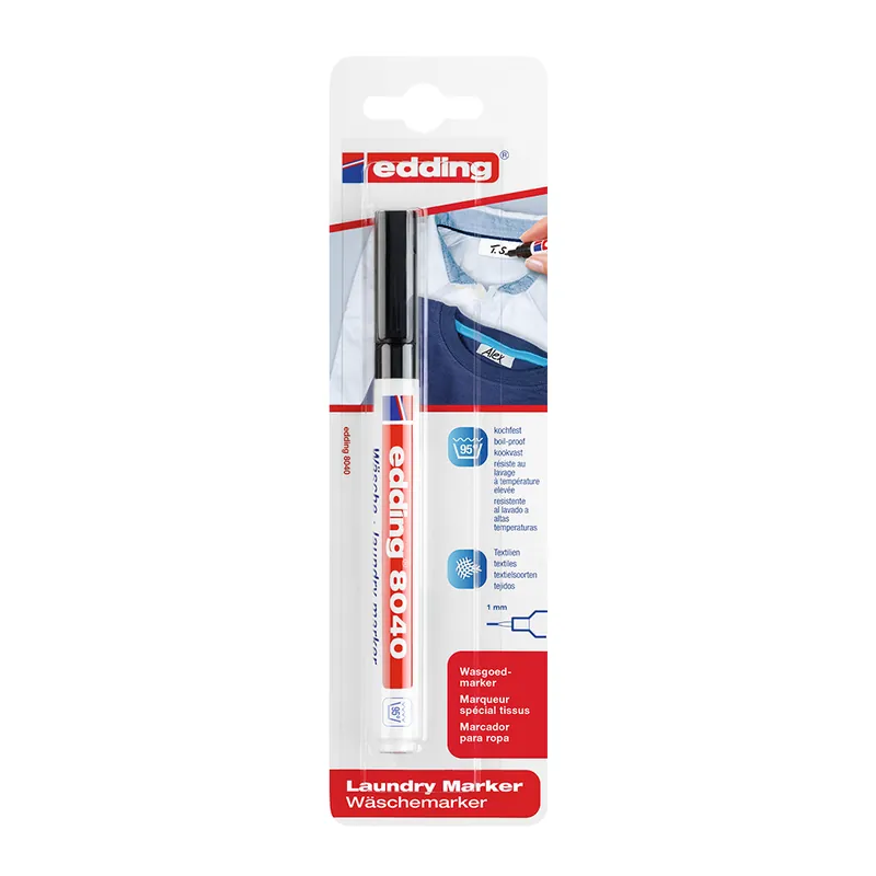 Marker Edding, pentru textile, varf rotund, 1 mm, albastru