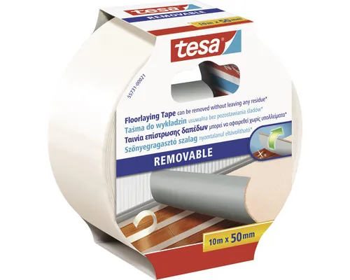 Bandă pentru pardoseli tesa® îndepărtare fără reziduuri, albă 50 mm x 10 m buc