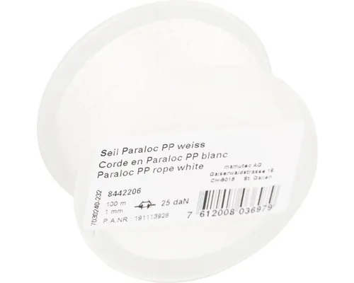 Cordelină polipropilenă Mamutec Paraloc Ø1mm 25daN, albă buc